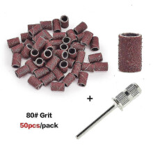 (ND280 80 50pcs) 100/50pc Sanding Cap Bands For Electric Manicure Machine 180/120/80 Grit Nail Drill Grinding Bit Files Pedicure Tool Set Bend261