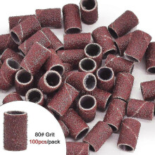 (80 100pcs) 100/50pc Sanding Cap Bands For Electric Manicure Machine 180/120/80 Grit Nail Drill Grinding Bit Files Pedicure Tool Set Bend261