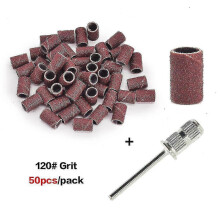 (ND280 120 50pcs) 100/50pc Sanding Cap Bands For Electric Manicure Machine 180/120/80 Grit Nail Drill Grinding Bit Files Pedicure Tool Set Bend261