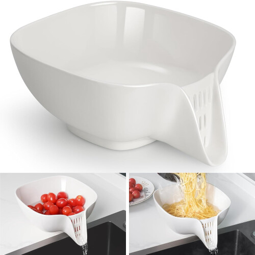 Ceramic Colander Bowl with Drain Spout 9.4 x 7.8 in