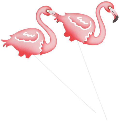 Gartenstecker mit rosa Flamingos aus Eisen, 2er-Pack