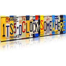 Metallveggskilt med «Five O'Clock Somewhere»-motiv, 10 x 40 cm