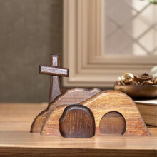 Escena de Resurrección de Pascua de madera con cruz – 1 pieza