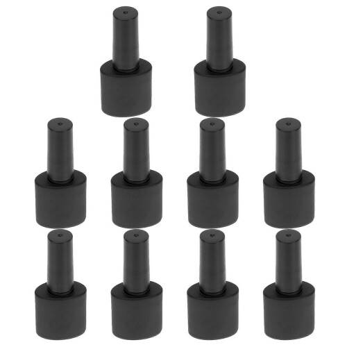 Oblate-Shape Nail Polish Bottle for Manicure 10Pcs Black Set