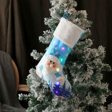 Chaussette de Noël LED Bonhomme de neige bleu 48 x 21 cm