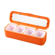 Caja para especias naranja de 4 compartimentos con cuchara