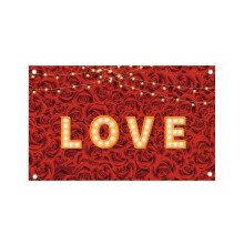 LOVE-Banner mit Rosen- und Lichterkettenmotiv, Polyester, 1 Stück