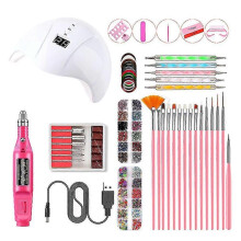 (White) Portable Uv Lamp Led Dry Nail Kit Nail Art Manicure Set Acrylic Nail Tools