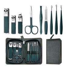 9 In 1 Manicure Set with Leather Case Professional Stainless Steel Nail Clippers Portable Manicure &amp; Pedicure Kit for Women Men