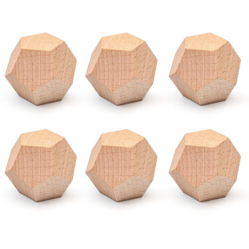 6 Wooden 12 Sided Geometric Forms Ready for Artistic