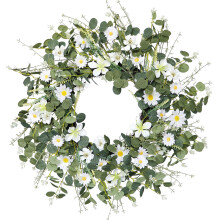 Creatieve lente bloemenkrans met madeliefjes, perfect voor een