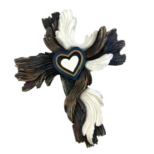 Croix en bois classique, Crucifix mural suspendu sculpté,-033