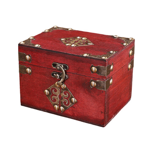 Fascinating Antique Style Wooden Locking Box-Red square model