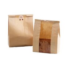 100Pcs Kraft Paper Bakery Bags Featuring See Through-30x12x9cm