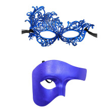 Demi-masque festif en dentelle pour accessoires de-Bleu