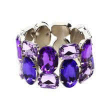 Stunning Wide Stretch Crystal Bracelet Elegant Fashion-Purple