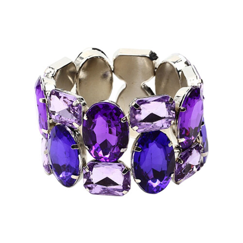 Stilvolles, breites, elastisches Steinarmband,-Lila