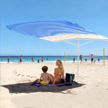 (blue, 240*240cm) Windproof UV-Blocking Quick-Open Beach Umbrella Canopy, Portable Camping Tent for Outdoor Use