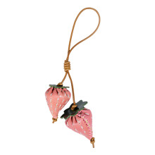 Niedlicher Mini-Erdbeer-Schlüsselanhänger, natürliches,-Rosa