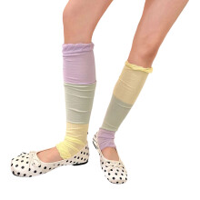Stylish Color Block Long Crew Socks With- yellow green P