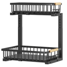 Durable Steel Near Sink Storage Shelf For Kitchen Items-Black