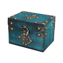 Boîte à bijoux en bois vieilli rétro avec-Modèle carré vert