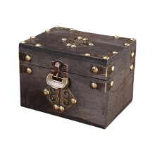Sturdy Antique Style Wood Box With Brass-gray little century