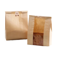 Pack Of 100 Kraft Paper Bread Bags Including Clear-35x21x9cm