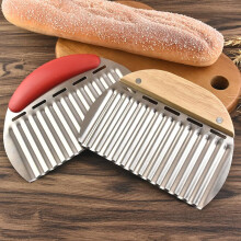 (Black plastic handle) Stainless Steel Crinkle Cut French Fry Cutter Potato Slicer Onion Wave Chopper Kitchen Tool
