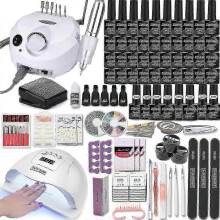 35000rpm Nail Art Kit with 120w/54w Led Nail Lamp 40/30/20/10 Colors Uv Polishing Gel Polishing Nail Art Kit