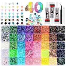 Bedazzling Kit with Resin Rhinestones, 32,000 pcs 40 Colors 3 mm Flatback Jelly Gems Bedazzler Set & B7000 Glue, DIY Nails, Shoes, Mugs, Books, Crafts