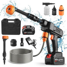 Cordless High Pressure Washer, 60 Bar High Pressure Washer with 1 x 12000mAh Battery, Cordless High Pressure Gun