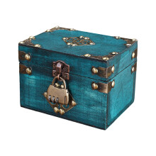 Boîte décorative en bois bucolique sans date-vert rétro trois
