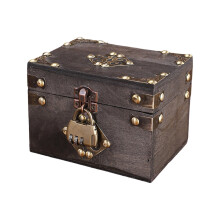 Elegant Retro World Wooden Keepsakes Chest-gray retro three dig