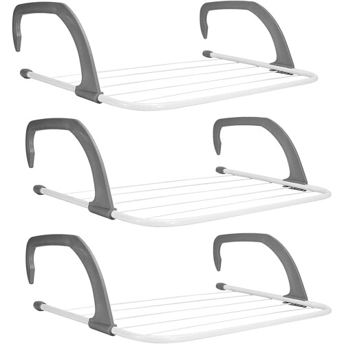 3 Pack 5 Bar Radiator Airer | White Over Heater Dryer