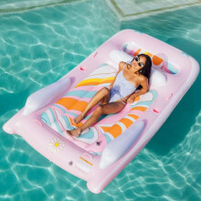 (pink, 265*150cm) Inflatable Water Floating Raft for Adults Pool Float Bed with Thickened Handles Portable Inflatable Mat