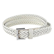 Braided Waist Chain Beautiful Woven Belt-White silver buckle