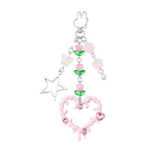 Elegant Star And Heart Design Keychain With Built In-love