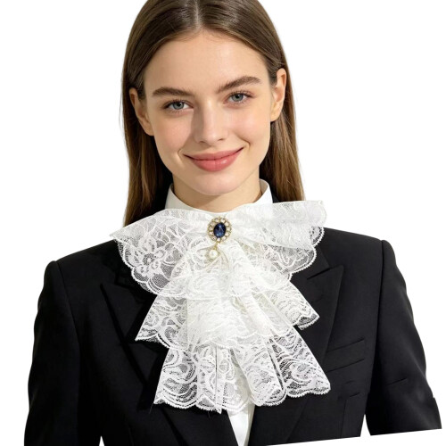 Collier élégant en polyester réglable en dentelle de style-Blanc