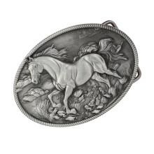 Stylish Oval Belt Buckle Belt Clasp 3d Embossed-ancient silver