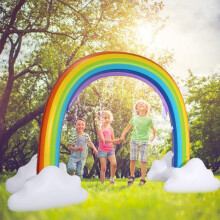 (green) Inflatable Rainbow Water Arch – Outdoor Children’s Lawn Water Play Toy – Summer Beach and Pool Party Supplies