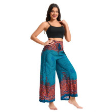 (red) New Butterfly Pants Bohemian Casual Loose Rayon Palazzo Pants Women Summer Tropical Print Wide Leg Pants
