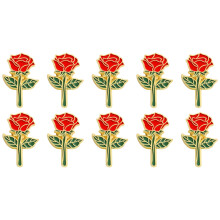 Assorted 10 Alloy Flower Brooches Feminine Jewelry-red rose