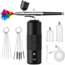 (Black) Airbrush Kit with Compressor High Pressure AirBrush Set with 0.3mm Nozzle Airbrush for Nails, Makeup,Gold
