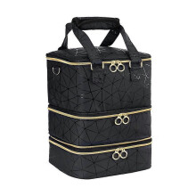 Nail Polish Organizer Bag Holds & Nail Lamp, 3 Layers Detachable Nail Kit Storage Case PU Leather