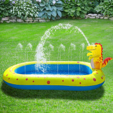 (yellow) Inflatable Dinosaur Shark Splash Pad Outdoor Pool for Kids, Dolphin Sprinkler Play Mat Inflatable Pool for Toddlers