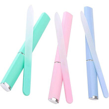 3 Pack Crystal Glass Nail File with Case,Crystal Nail File, Professional Salon