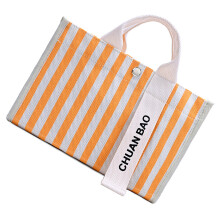 Fashionable PU Handbag Shoulder Bag Canvas Crossbody Bag-Orange
