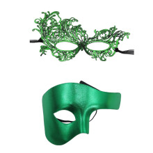 Demi-masque festif en dentelle pour accessoires de-Vert