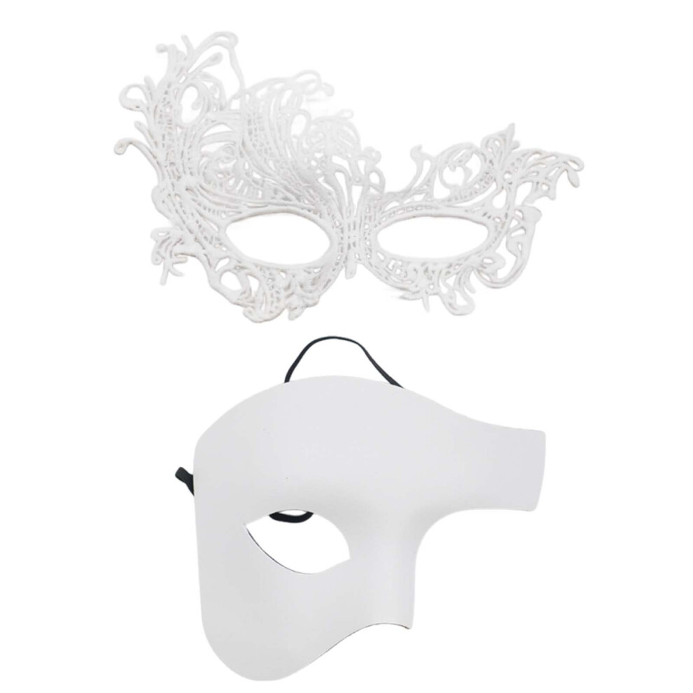 Face Mask For Holidays Lace Decorated Half Face-White 7751001416743